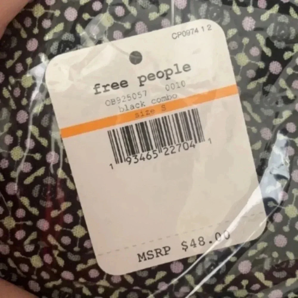 Free People black Lucky Now Brami cropped blouse S New With Tags